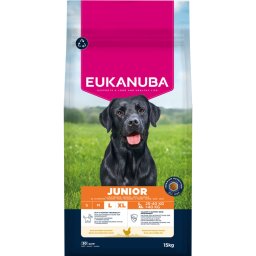 15kg Premium Junior Large Giant Frango Eukanuba ração para cães