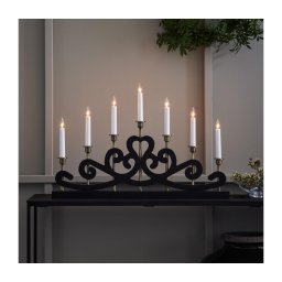 Markslöjd 705966 - Candelabro de Natal NIGHTFALL 7xE10/3W/230V preto/latão