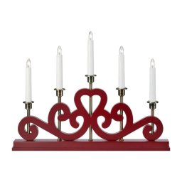 Markslöjd 706211 - Candelabro de Natal ENEBY 5xE10/3W/230V vermelho/latão