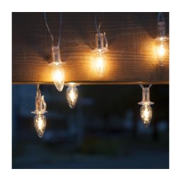 Cordão LED de extensão para exterior CONE FILAMENT – 20 lâmpadas E10, 14 m, vidro transparente / branco quente, IP44
