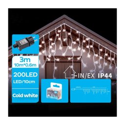 Brilagi - Guirlanda LED para exterior, 200 LEDs, 8 modos, 13 × 0,6 m, IP44, branco frio