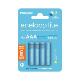 Panasonic - 4 unid. Pilha recarregável AAA Eneloop Lite 550 mAh