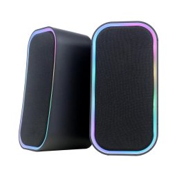 Colunas USB com RGB e retroiluminação 2x3W/5V preto