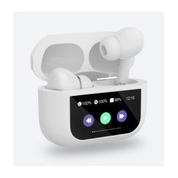 Auriculares sem fios com ecrã LCD, cor branca
