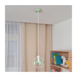 Candeeiro suspenso de criança STARS 1xE27/15W/230V verde/branco