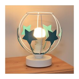 Candeeiro de mesa para crianças STARS 1xE27/15W/230V turquesa/branco