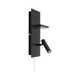 Markslöjd 109018 - Luminária de parede LED com prateleira e porta USB CARICA 4W/230V preta