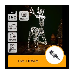 Aigostar - Decoração de Natal LED para exterior LED/3,6W/31/230V 2700K 75 cm IP44 reno