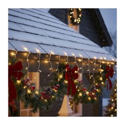 Brilagi - Guirlanda LED para exterior, 400 LEDs, 8 modos, 23 m, IP44, branco quente