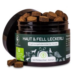 300g Natur Leckerli Pele e pelo Wolfsbacher snacks para cães