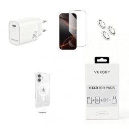 Starter Pack VEKOBY Iphone 17 Pro (Capa + Pelicula + Carregador 30W + Proteção Camara)