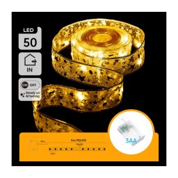 Aigostar - Cordão de luzes LED 50xLED/3xAA, 5 m, branco quente, dourado