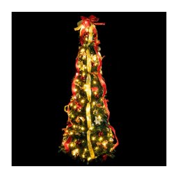 Aigostar - Árvore de Natal LED para exterior 100 LEDs/230V 1,5 m IP44 vermelho/dourado branco quente