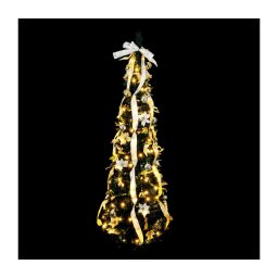 Aigostar - Árvore de Natal LED para exterior 150 LEDs/230V 1,8m IP44 branco/dourado, branco quente