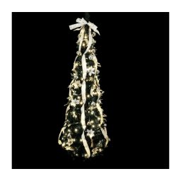 Aigostar - Árvore de Natal LED para exterior 80xLED/230V 1,2m IP44 branco/dourado, branco frio