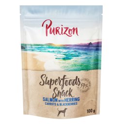3x100g Superfoods Salmão com arenque, cenouras e amoras Purizon cães