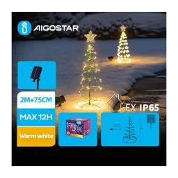Aigostar - Decoração solar LED 75cm IP65 0,26W 3,7V branco quente