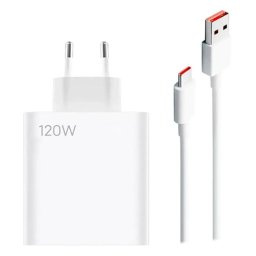 Carregador Xiaomi 120W Charging Combo + Cabo USB-A para USB-C Branco