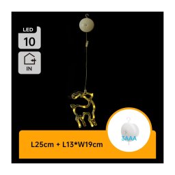 Aigostar - Decoração de Natal LED, rena de 19 cm, 10 LEDs, alimentada por 3 pilhas AAA