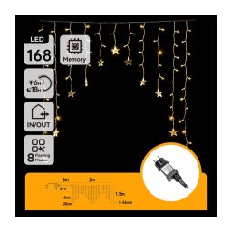Aigostar - Guirlanda LED para exterior 168xLED 3x1,5m IP44 branco quente em forma de estrelas