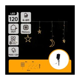 Aigostar - Guirlanda solar de Natal LED 120 LEDs/8 funções 3x0,6m 500 mAh IP65 branco quente