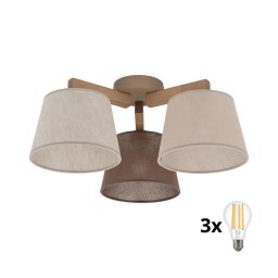 BRILAGI - Lustre de teto de sobrepor LED LATTE SABIA 3xE27/15W/230V pinho/misto