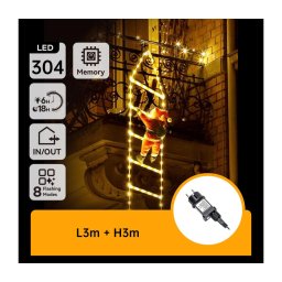 Aigostar - Decoração de Natal LED para exterior 304 LEDs/3,6 W/230 V/8 funções/3 m/IP44/branco quente