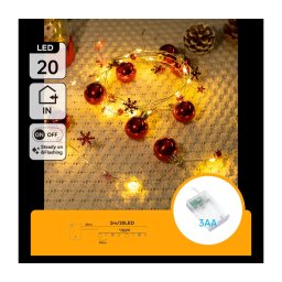 Aigostar - Cordão LED 20xLED/3xAA 2 m branco quente