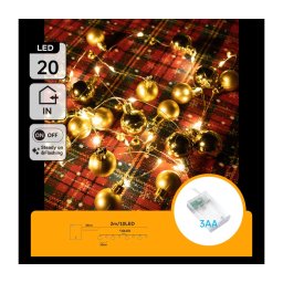 Aigostar - Cordão de luzes LED 20xLED/3xAA 2m branco quente
