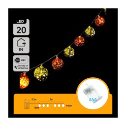 Aigostar - guirlanda LED 20 LEDs/3xAA 2m branco quente