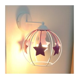 Candeeiro de parede para crianças STARS 1xE27/15W/230V rosa/branco