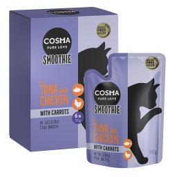 12x50g atum e frango com cenoura Cosma Smoothies snack para gatos