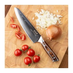 Gudaro - Faca de Chef em aço Damasco FENG 8", 67 camadas de aço, comprimento 20 cm