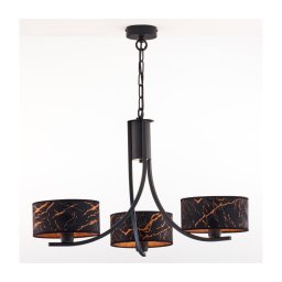 Jupiter 2106- Lustre com corrente ARTHUR 3xE27/15W/230V preto/laranja/decor de mármore