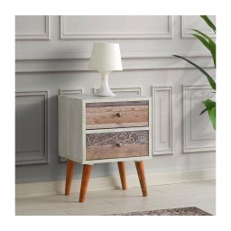 Mesa de cabeceira MALMO 55x40 cm branca/castanha