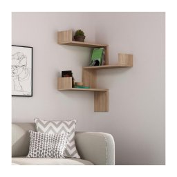 Prateleira de parede de canto LUKSA 90x60 cm castanho