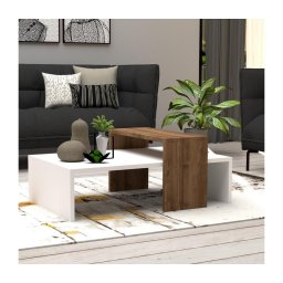 Mesa de centro GLOW 32x80 cm branco/castanho