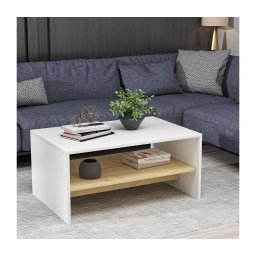Mesa de centro APOLLON 47x90 cm bege/branco
