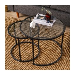 CONJUNTO 2x Mesa de centro TOKYO diâmetro 42/60 cm preto