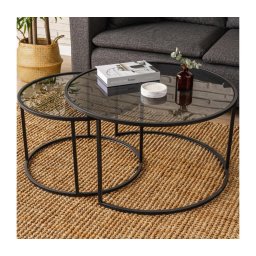 Conjunto 2x Mesa de centro TOKYO Ø 60/80 cm preta