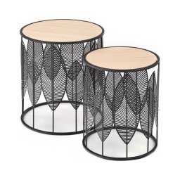 CONJUNTO 2x Mesas de centro FOLLA diâmetro 33/40 cm preto