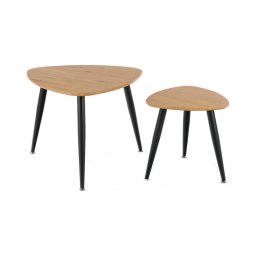 CONJUNTO 2x Mesas de cabeceira NICEA diâmetro 40/60 cm dourado carvalho/preto