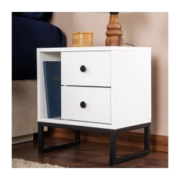 Mesa de cabeceira GLIMMER 50x45,2 cm branco/preto