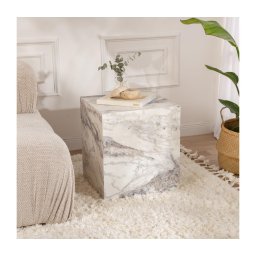 Mesa de cabeceira KUP 50x45 cm decoração em mármore