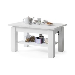 Mesa de centro extensível com prateleira ADONIS 110/150x68 cm branca