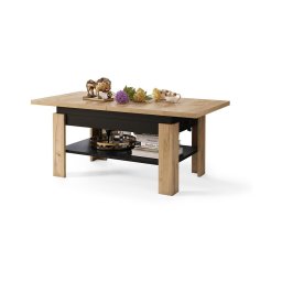 Mesa de centro extensível com tampo elevatório ROY 130/170x65 cm carvalho craft/preto