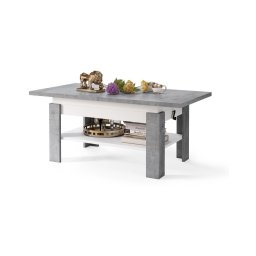 Mesa de centro extensível com tampo elevatório ROY 130/170x65 cm cinzento betão/branco