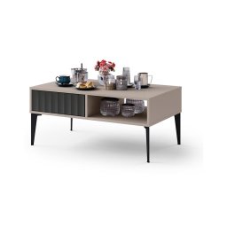 Mesa de centro RONJA com gaveta taupe/preto
