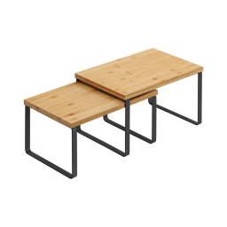 Conjunto de 2 prateleiras de arrumação MARGE, pretas/castanhas