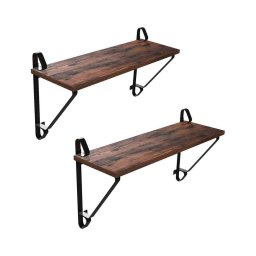 Conjunto de 2 prateleiras de parede SHELFY castanho/preto